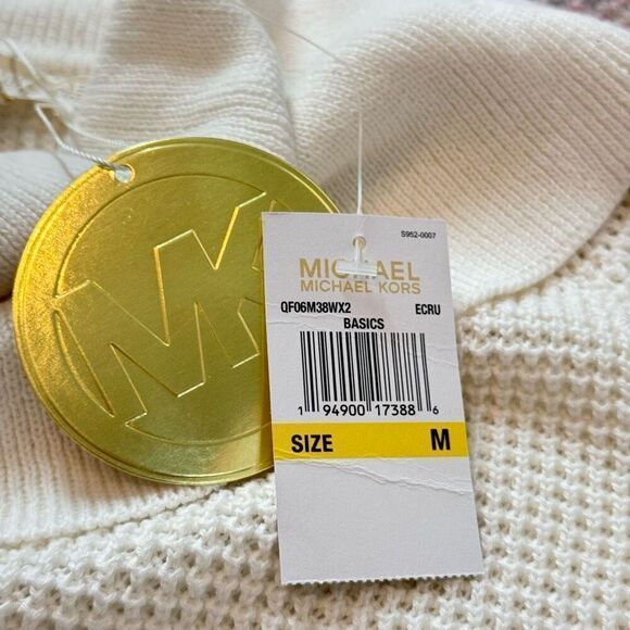 MICHAEL Michael Kors Cowl Neck Sweater Women’s M NWT Ecru Waffle Knit - Picture 4 of 11